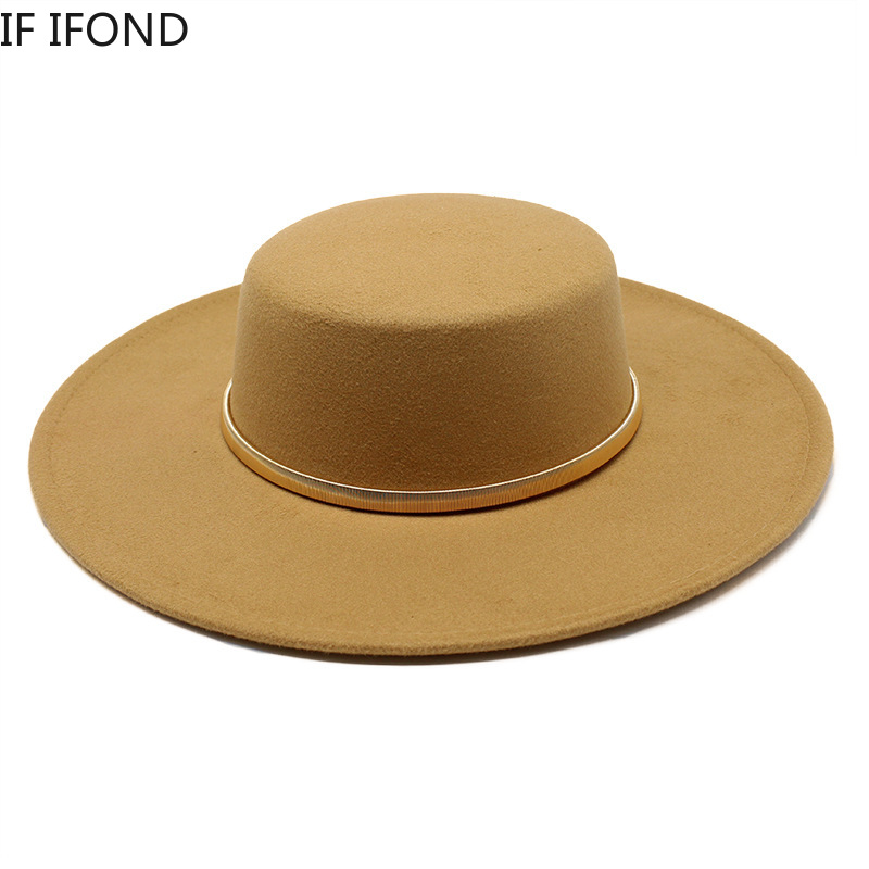Fedora Hat Wool - Black Big Wide Brim Church Derby