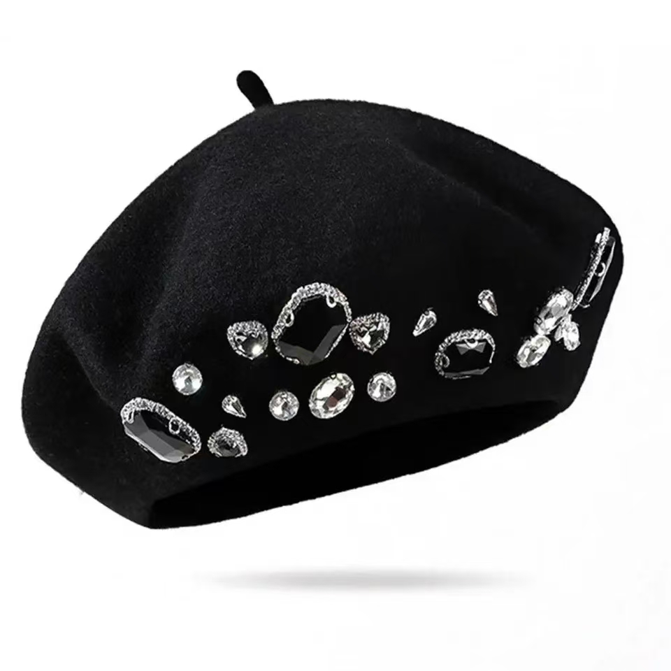 French Beret Thick Rhinestone  - Beret French Wool recension och pris