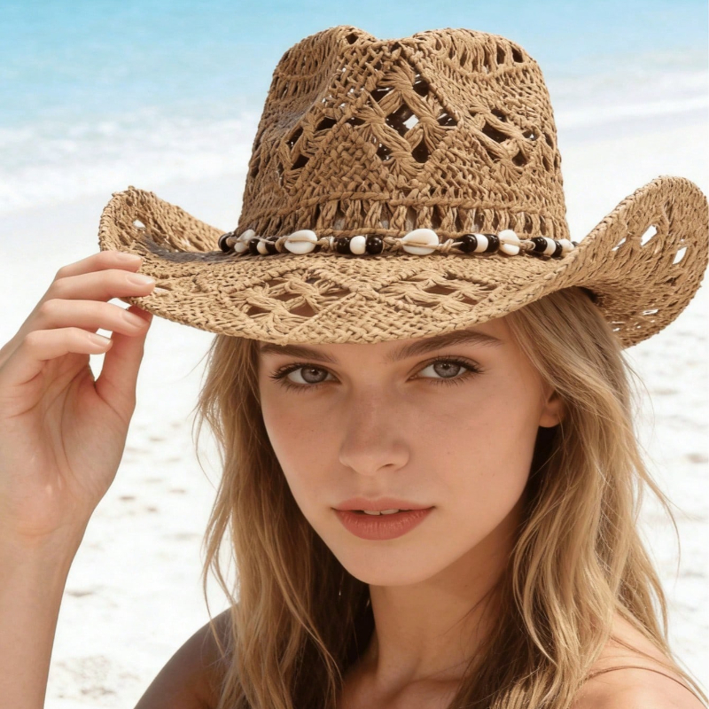 1pc Boho Shell Hollow Out Stra - Cowboy Hat Straw recension och pris