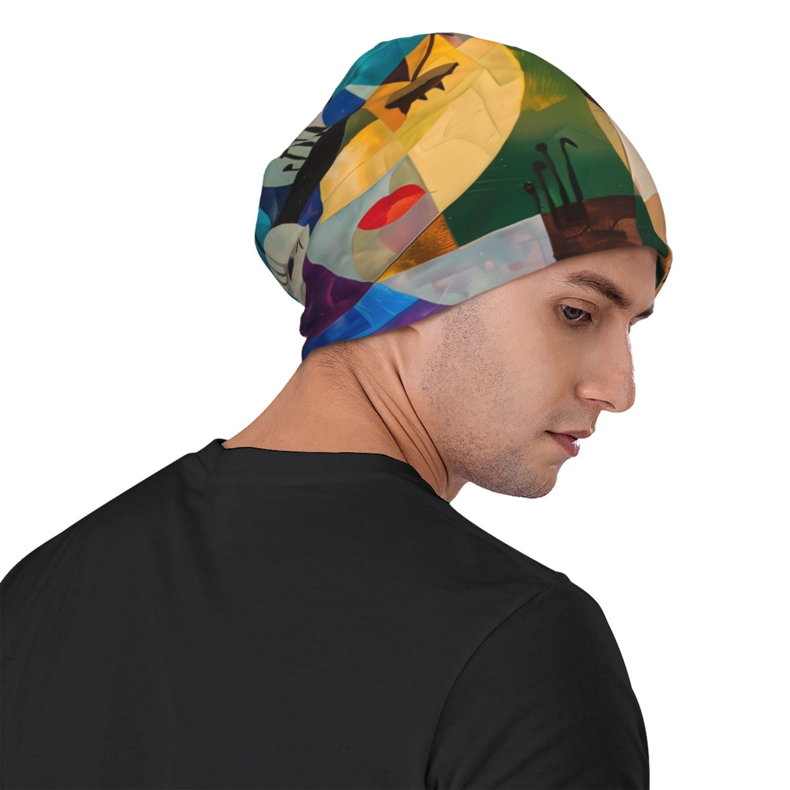 Abstract Musical Faces Printed - Beanie Cuffed Knit recension och pris