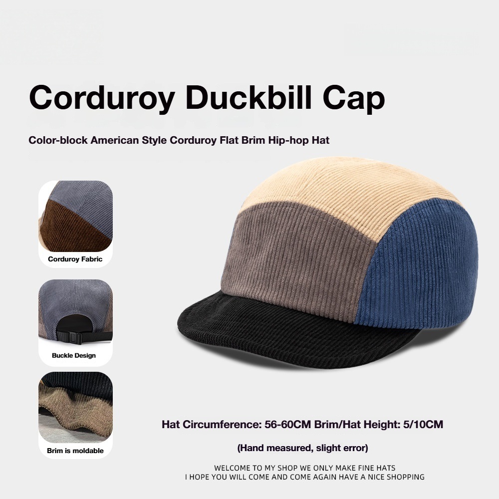 Unisex Vintage Color Block Cor - Corduroy Cap 5 Panel recension och pris