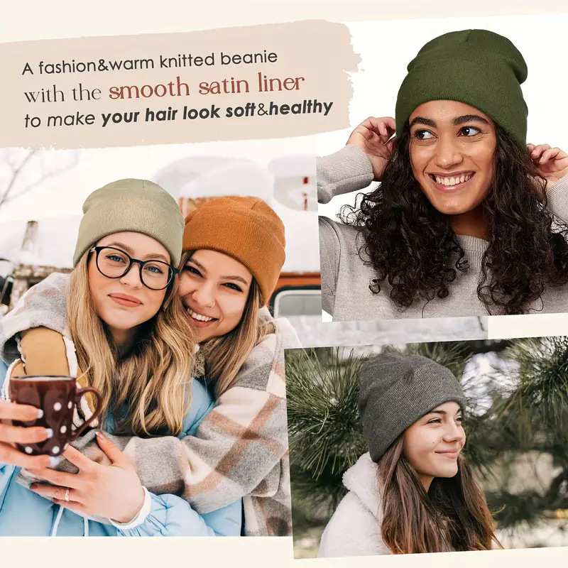 Unisex Satin Lined Anti Static - Beanie Cuffed Knit recension och pris