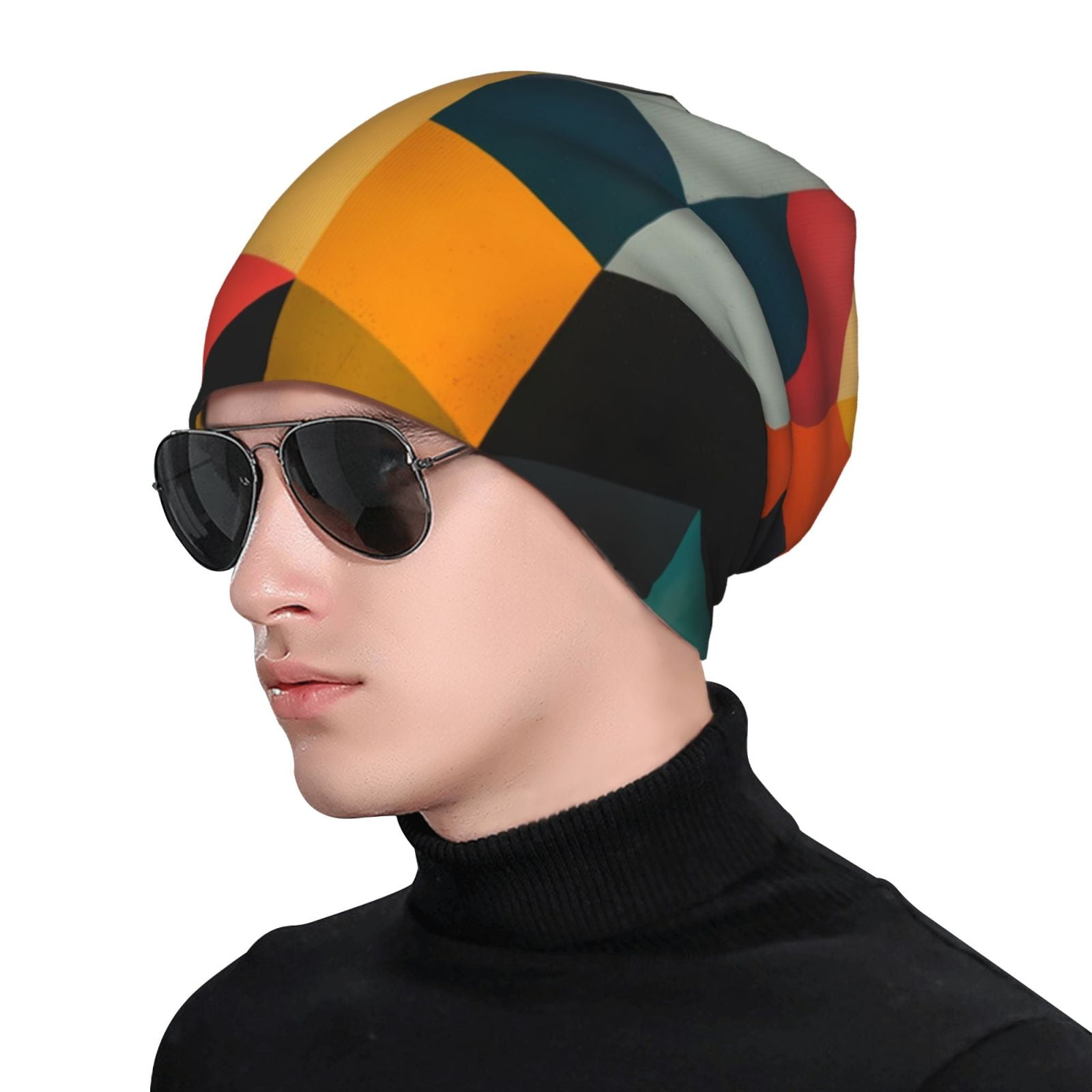 Geometric Cube Pattern Art Pri - Beanie Cuffed Knit recension och pris