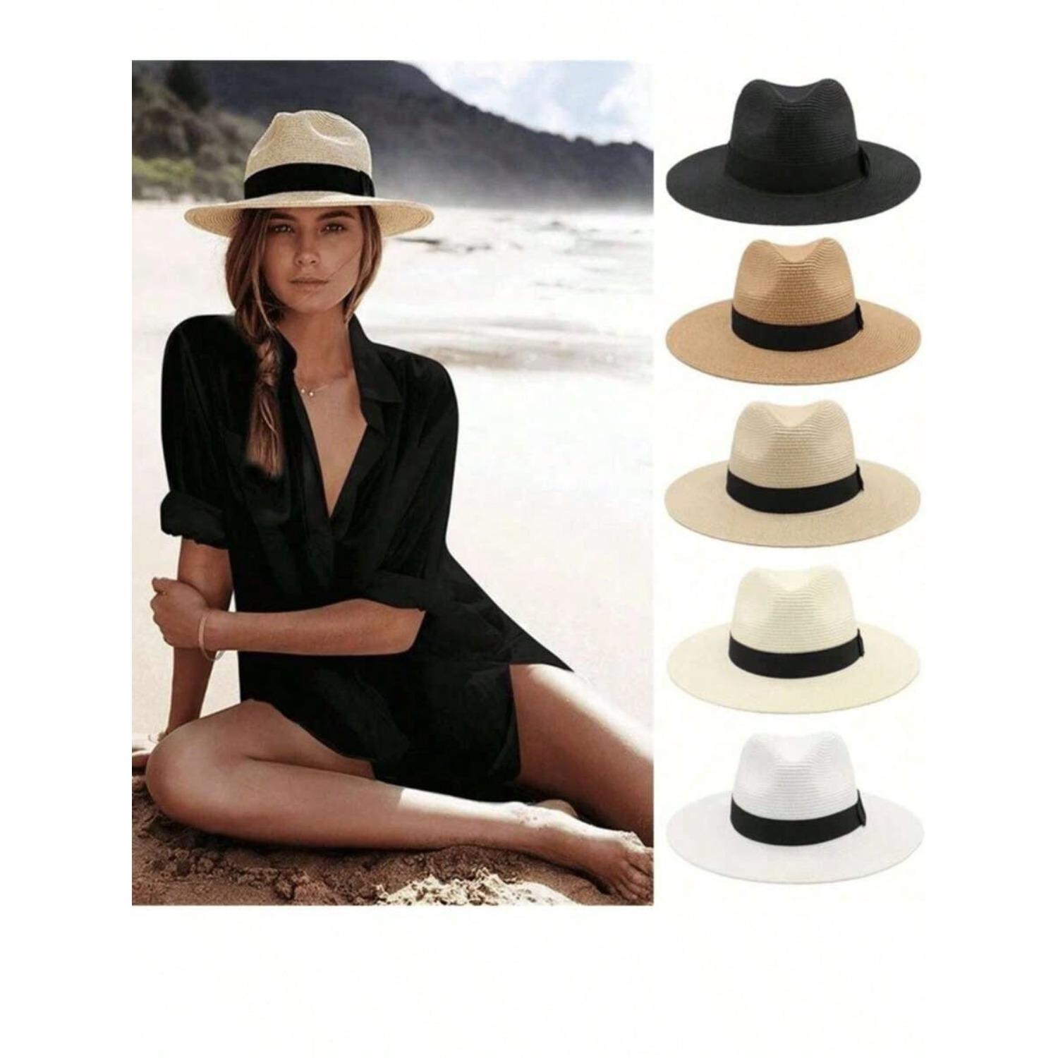 1 X Jazz Style Panama Hat with - Cowboy Hat Straw recension och pris