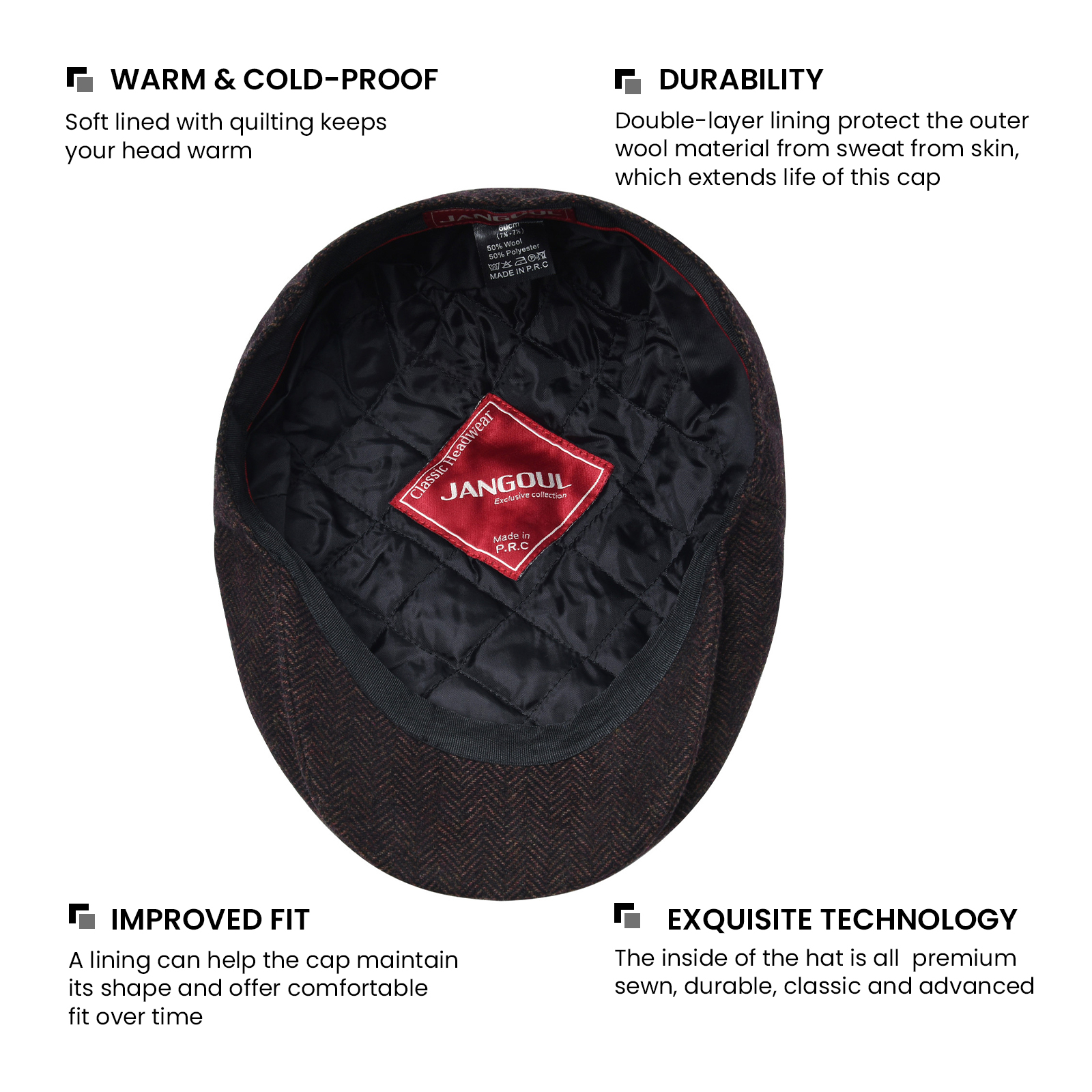 JANGOUL Herringbone Flat Ivy N - Newsboy Cap Ivy recension och pris