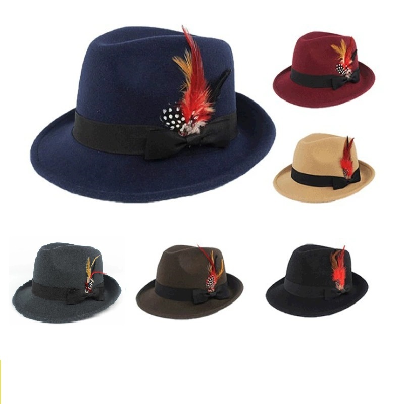 Hot-Selling Feather Top Hat Br - Fedora Hat Wool recension och pris