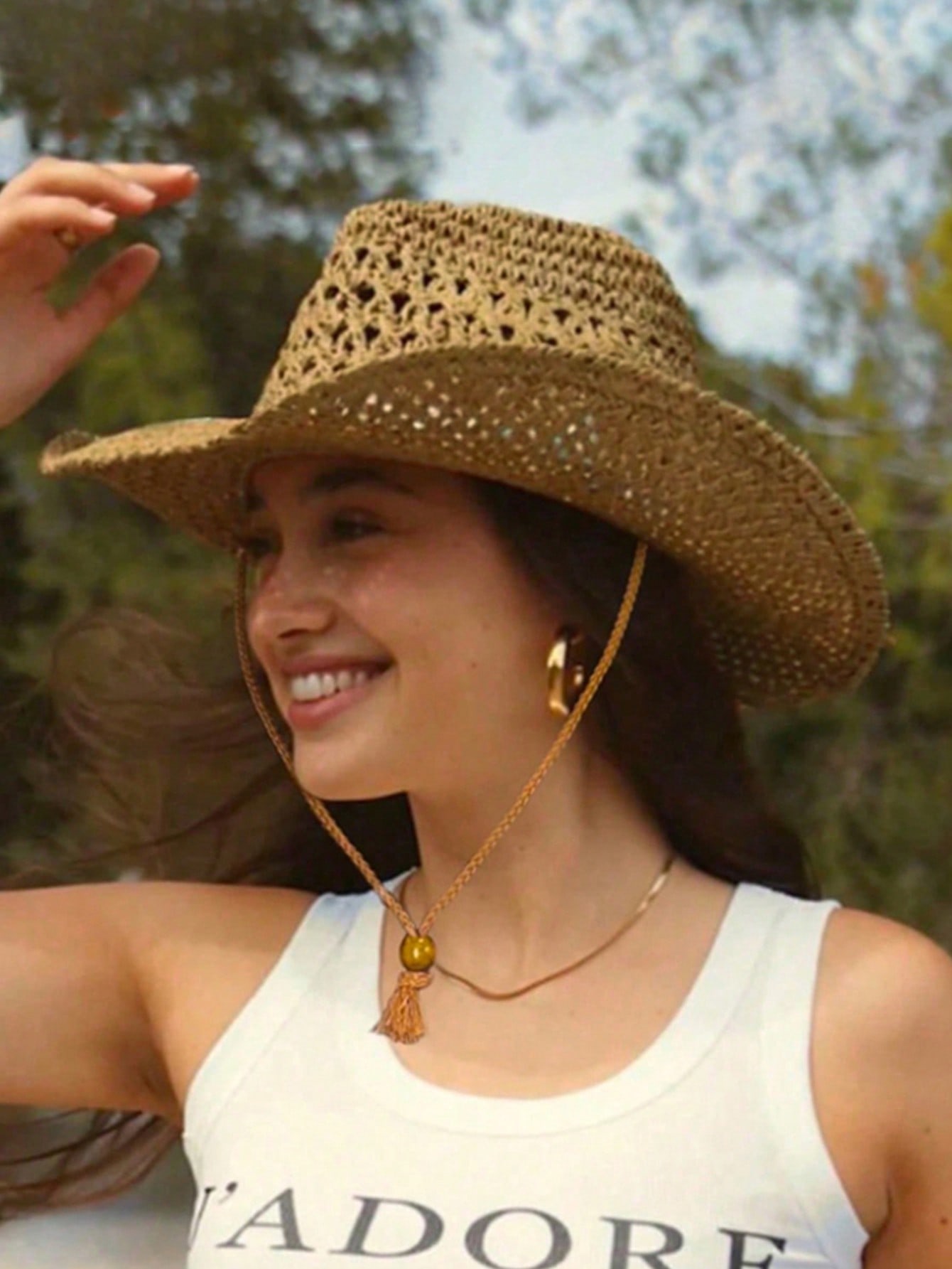 1pc Unisex Retro Hollow Curled - Cowboy Hat Straw recension och pris
